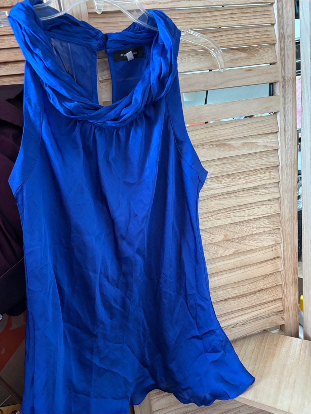 Spense Royal Blue Sleeveless Detailed Neck Top Medium